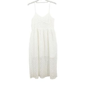 1st Sight White Crochet Lace Midi Dress Sz M